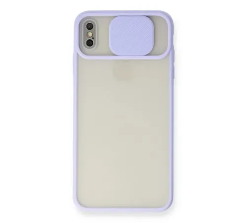 Apple iPhone X Kılıf Palm Buzlu Kamera Sürgülü Silikon - Lila