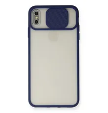 Apple iPhone X Kılıf Palm Buzlu Kamera Sürgülü Silikon - Lacivert