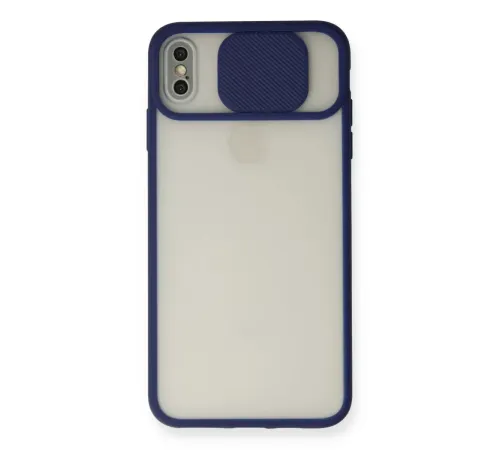 Apple iPhone X Kılıf Palm Buzlu Kamera Sürgülü Silikon - Lacivert