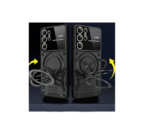 Samsung Galaxy S24 Ultra Kılıf Joy Lens Standlı Kapak - Lacivert