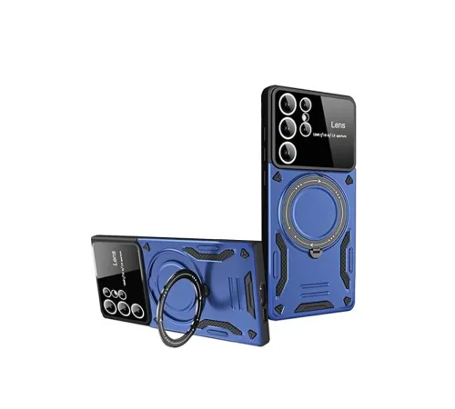 Samsung Galaxy S24 Ultra Kılıf Joy Lens Standlı Kapak - Lacivert