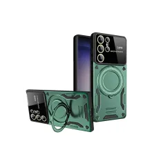 Samsung Galaxy S24 Ultra Kılıf Joy Lens Standlı Kapak - Koyu Yeşil