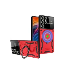Samsung Galaxy S24 Ultra Kılıf Joy Lens Standlı Kapak - Kırmızı