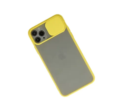 Apple iPhone 11 Pro Kılıf Palm Buzlu Kamera Sürgülü Silikon - Sarı