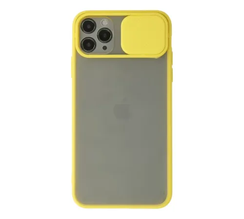 Apple iPhone 11 Pro Kılıf Palm Buzlu Kamera Sürgülü Silikon - Sarı