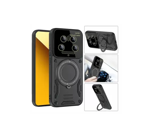 Xiaomi Mi 14 Ultra Kılıf Joy Lens Standlı Kapak - Kırmızı