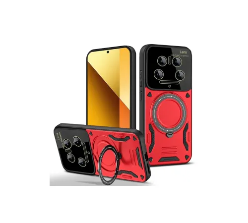 Xiaomi Mi 14 Ultra Kılıf Joy Lens Standlı Kapak - Kırmızı