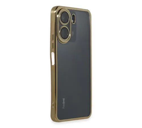 Xiaomi Redmi 13C Kılıf Lensli Silikon - Gold