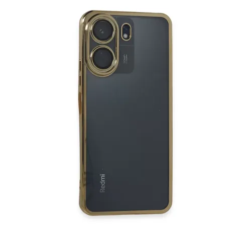 Xiaomi Redmi 13C Kılıf Lensli Silikon - Gold