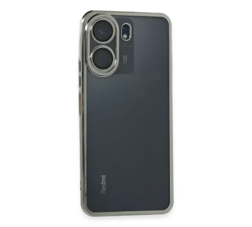 Xiaomi Redmi 13C Kılıf Lensli Silikon - Gümüş