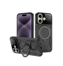 Apple iPhone 16 Kılıf Joy Lens Standlı Kapak - Siyah