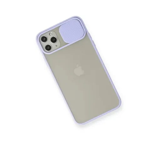 Apple iPhone 11 Pro Max Kılıf Palm Buzlu Kamera Sürgülü Silikon - Lila