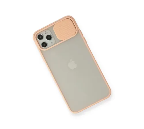 Apple iPhone 11 Pro Max Kılıf Palm Buzlu Kamera Sürgülü Silikon - Pembe
