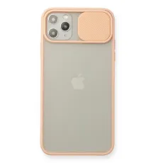 Apple iPhone 11 Pro Max Kılıf Palm Buzlu Kamera Sürgülü Silikon - Pembe