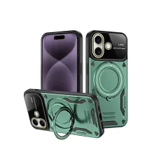 Apple iPhone 16 Kılıf Joy Lens Standlı Kapak - Koyu Yeşil