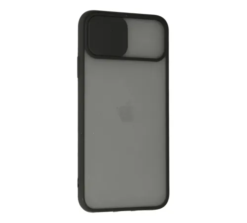 Apple iPhone 11 Pro Max Kılıf Palm Buzlu Kamera Sürgülü Silikon - Siyah