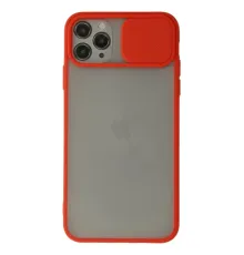 Apple iPhone 11 Pro Max Kılıf Palm Buzlu Kamera Sürgülü Silikon - Kırmızı