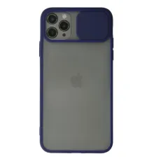Apple iPhone 11 Pro Max Kılıf Palm Buzlu Kamera Sürgülü Silikon - Lacivert
