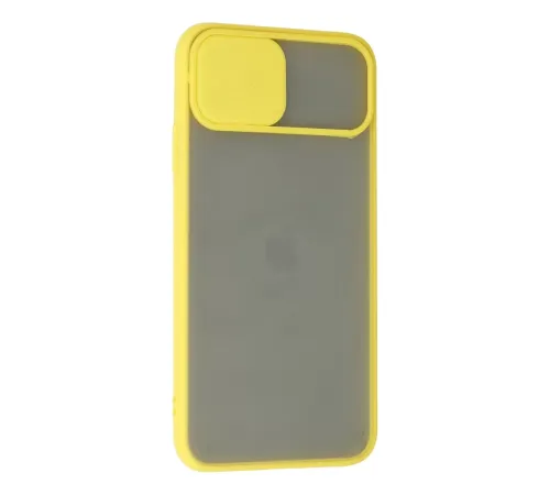 Apple iPhone 11 Pro Max Kılıf Palm Buzlu Kamera Sürgülü Silikon - Sarı