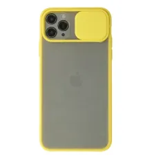 Apple iPhone 11 Pro Max Kılıf Palm Buzlu Kamera Sürgülü Silikon - Sarı