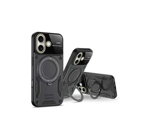 Apple iPhone 16 Kılıf Joy Lens Standlı Kapak - Kırmızı