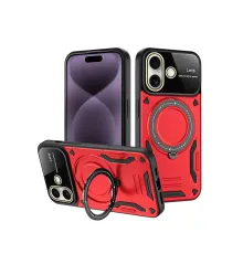 Apple iPhone 16 Kılıf Joy Lens Standlı Kapak - Kırmızı