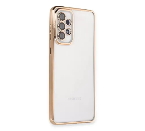 Samsung Galaxy A73 5G Kılıf Lensli Silikon - Gold