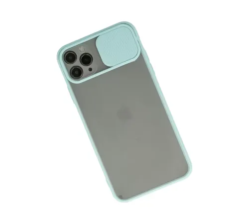 Apple iPhone 11 Pro Max Kılıf Palm Buzlu Kamera Sürgülü Silikon - Turkuaz