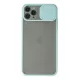 Apple iPhone 11 Pro Max Kılıf Palm Buzlu Kamera Sürgülü Silikon - Turkuaz