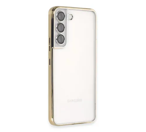 Samsung Galaxy S22 Kılıf Lensli Silikon - Gold
