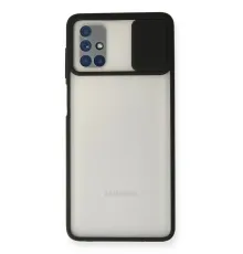 Samsung Galaxy M51 Kılıf Palm Buzlu Kamera Sürgülü Silikon - Siyah