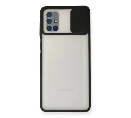 Samsung Galaxy M51 Kılıf Palm Buzlu Kamera Sürgülü Silikon - Siyah