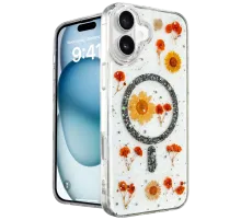 Apple iPhone 16 Kılıf Daisy Simli Magsafe Kapak - Siyah