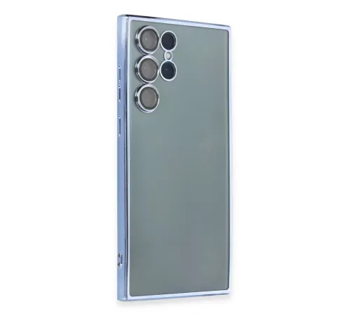 Samsung Galaxy S22 Ultra Kılıf Lensli Silikon - Açık Mavi