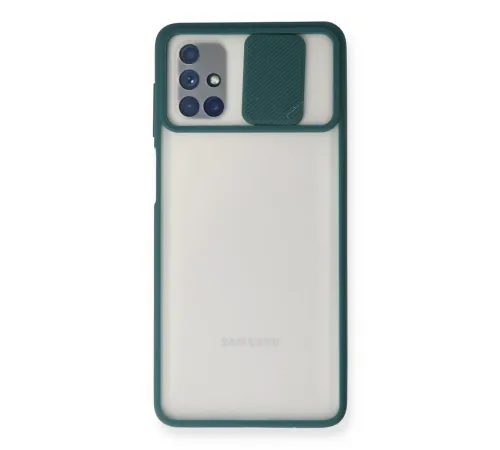 Samsung Galaxy M51 Kılıf Palm Buzlu Kamera Sürgülü Silikon - Yeşil