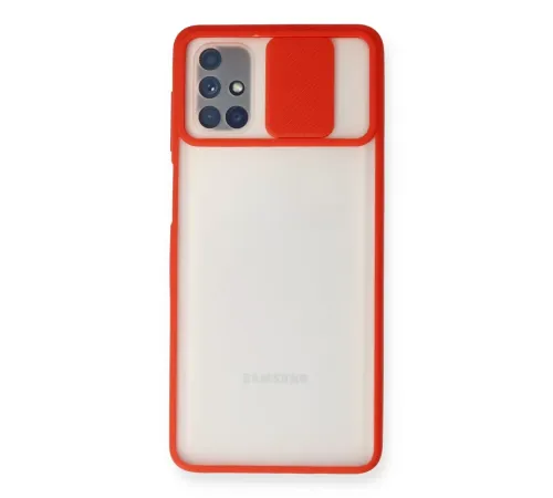 Samsung Galaxy M51 Kılıf Palm Buzlu Kamera Sürgülü Silikon - Kırmızı