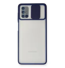 Samsung Galaxy M51 Kılıf Palm Buzlu Kamera Sürgülü Silikon - Lacivert