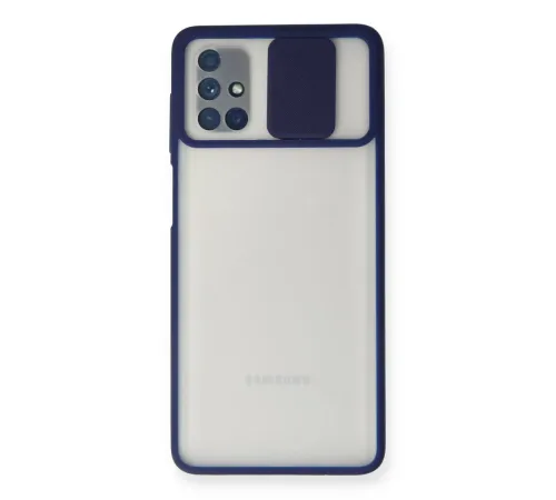 Samsung Galaxy M51 Kılıf Palm Buzlu Kamera Sürgülü Silikon - Lacivert