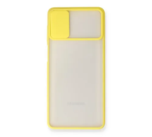 Samsung Galaxy M51 Kılıf Palm Buzlu Kamera Sürgülü Silikon - Sarı