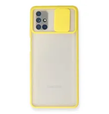 Samsung Galaxy M51 Kılıf Palm Buzlu Kamera Sürgülü Silikon - Sarı