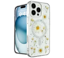 Apple iPhone 16 Pro Kılıf Daisy Simli Magsafe Kapak - Gümüş