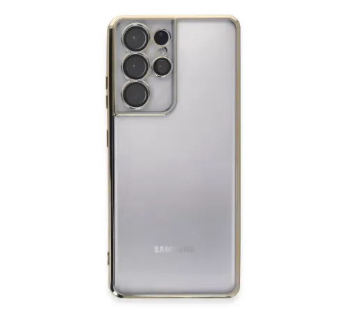 Samsung Galaxy S21 Ultra Kılıf Lensli Silikon - Gold