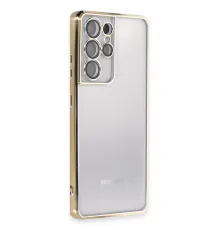 Samsung Galaxy S21 Ultra Kılıf Lensli Silikon - Gold