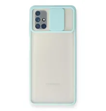 Samsung Galaxy M51 Kılıf Palm Buzlu Kamera Sürgülü Silikon - Turkuaz