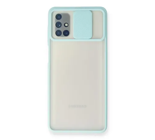 Samsung Galaxy M51 Kılıf Palm Buzlu Kamera Sürgülü Silikon - Turkuaz