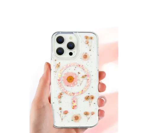 Apple iPhone 16 Pro Kılıf Daisy Simli Magsafe Kapak - Mavi
