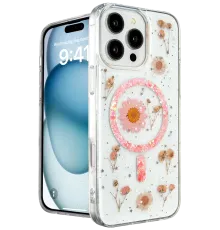 Apple iPhone 16 Pro Kılıf Daisy Simli Magsafe Kapak - Pembe