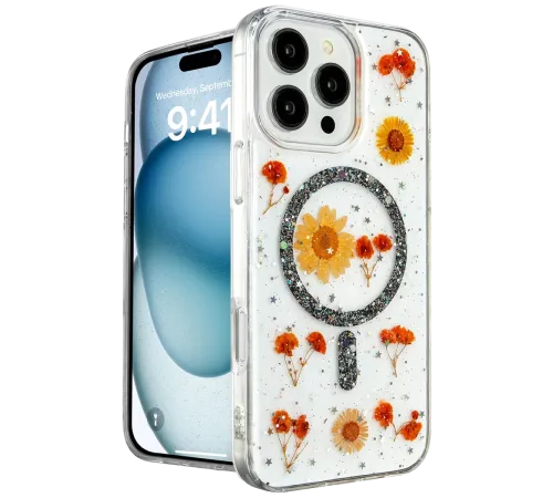 Apple iPhone 16 Pro Max Kılıf Daisy Simli Magsafe Kapak - Siyah