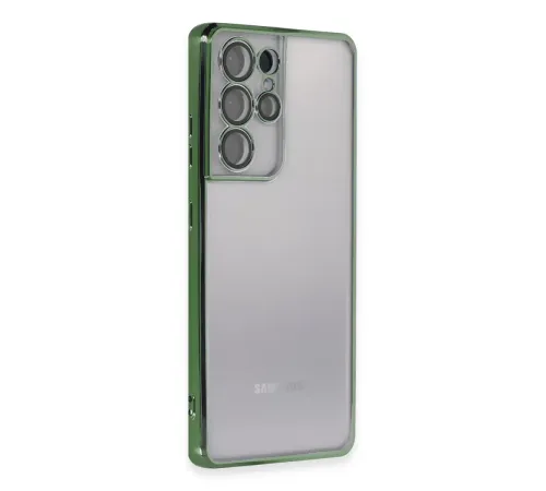 Samsung Galaxy S21 Ultra Kılıf Lensli Silikon - Yeşil