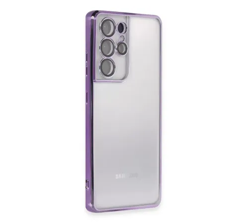 Samsung Galaxy S21 Ultra Kılıf Lensli Silikon - Mor